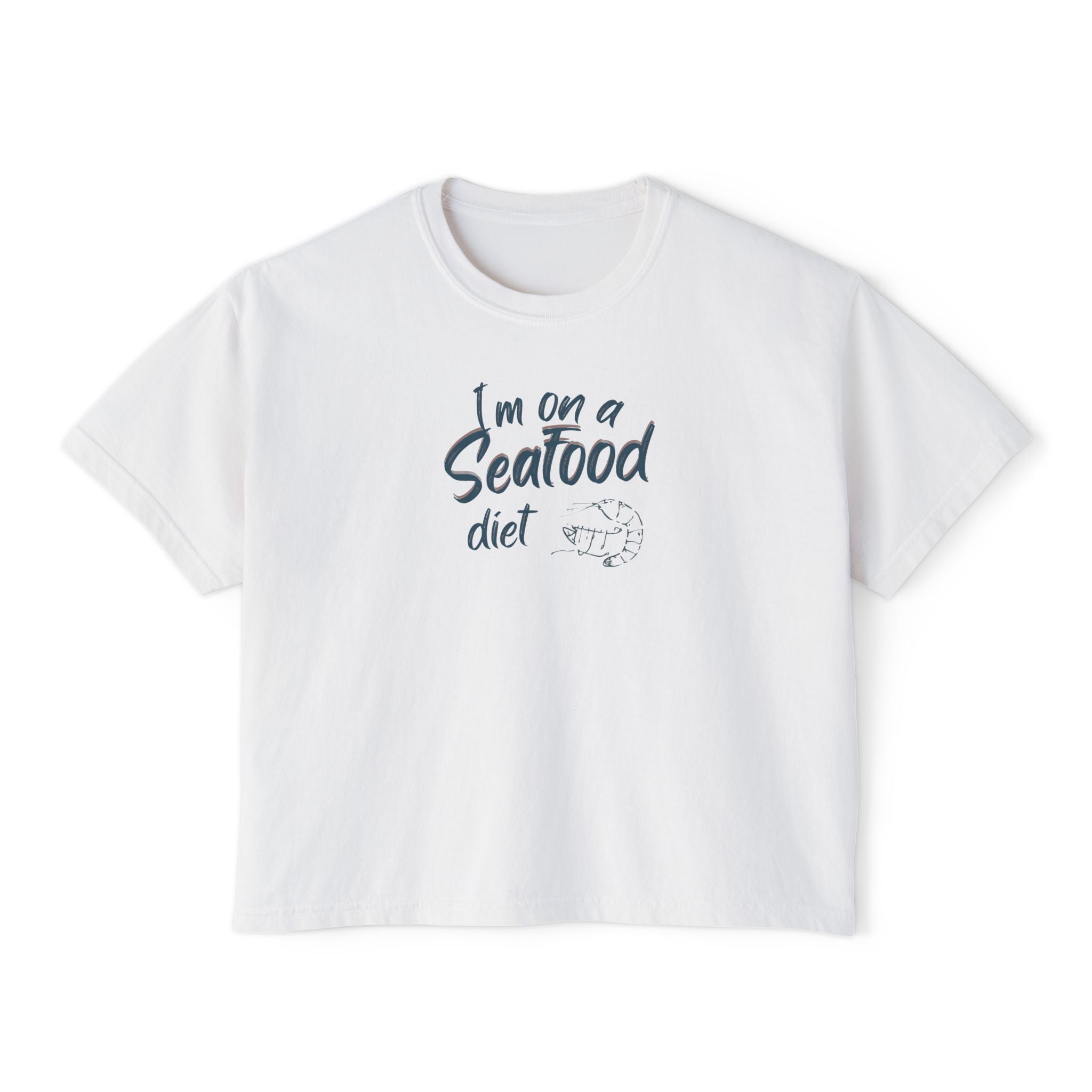 Women’s Boxy Tee - "I’m on a Seafood Diet" Funny Graphic T-Shirt