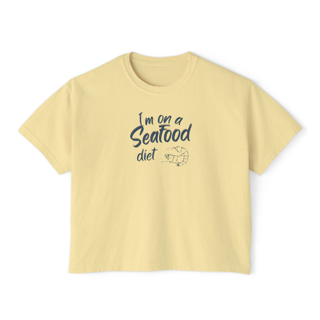 Women’s Boxy Tee - "I’m on a Seafood Diet" Funny Graphic T-Shirt