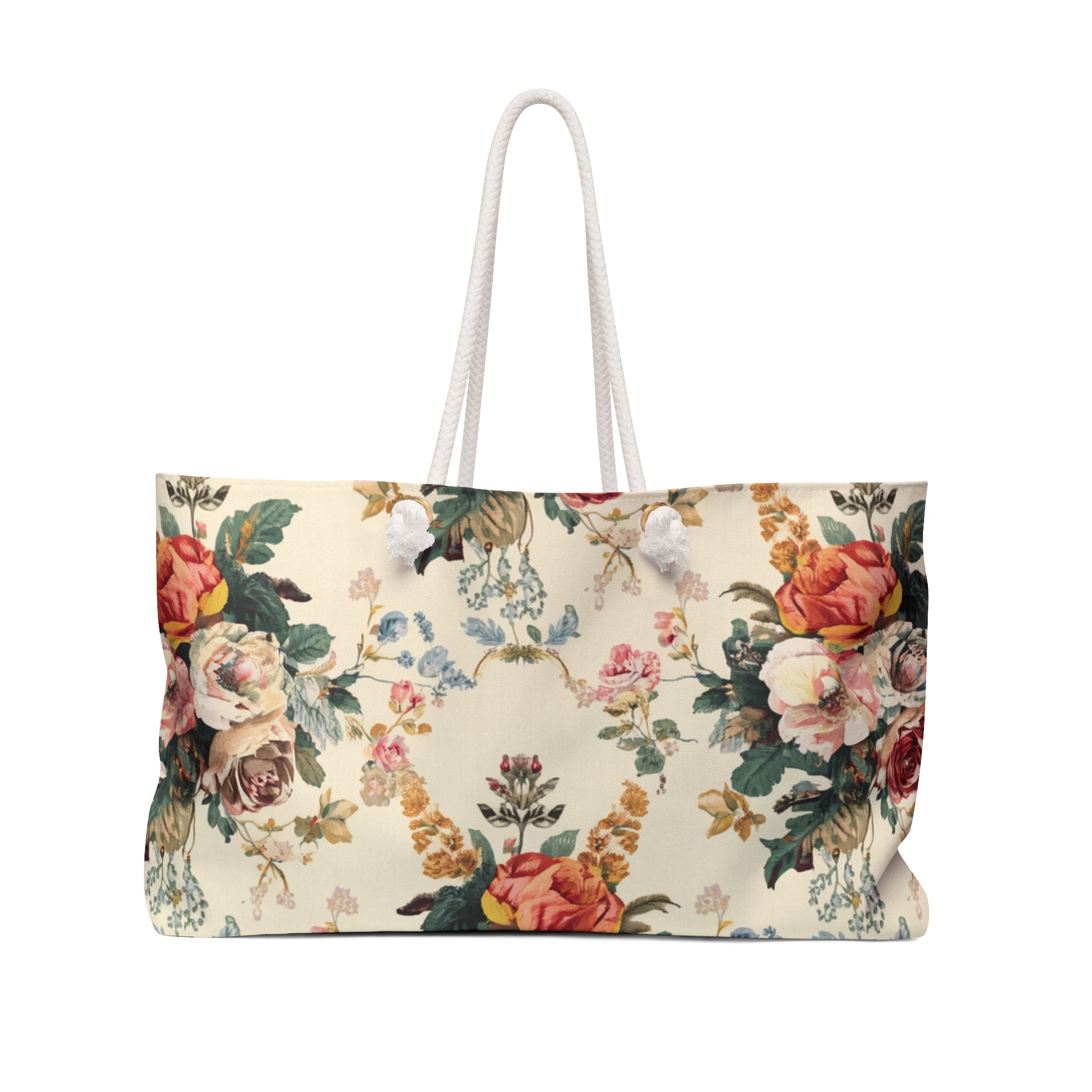 Vintage Floral Weekender Bag — Cream Rose Travel Tote