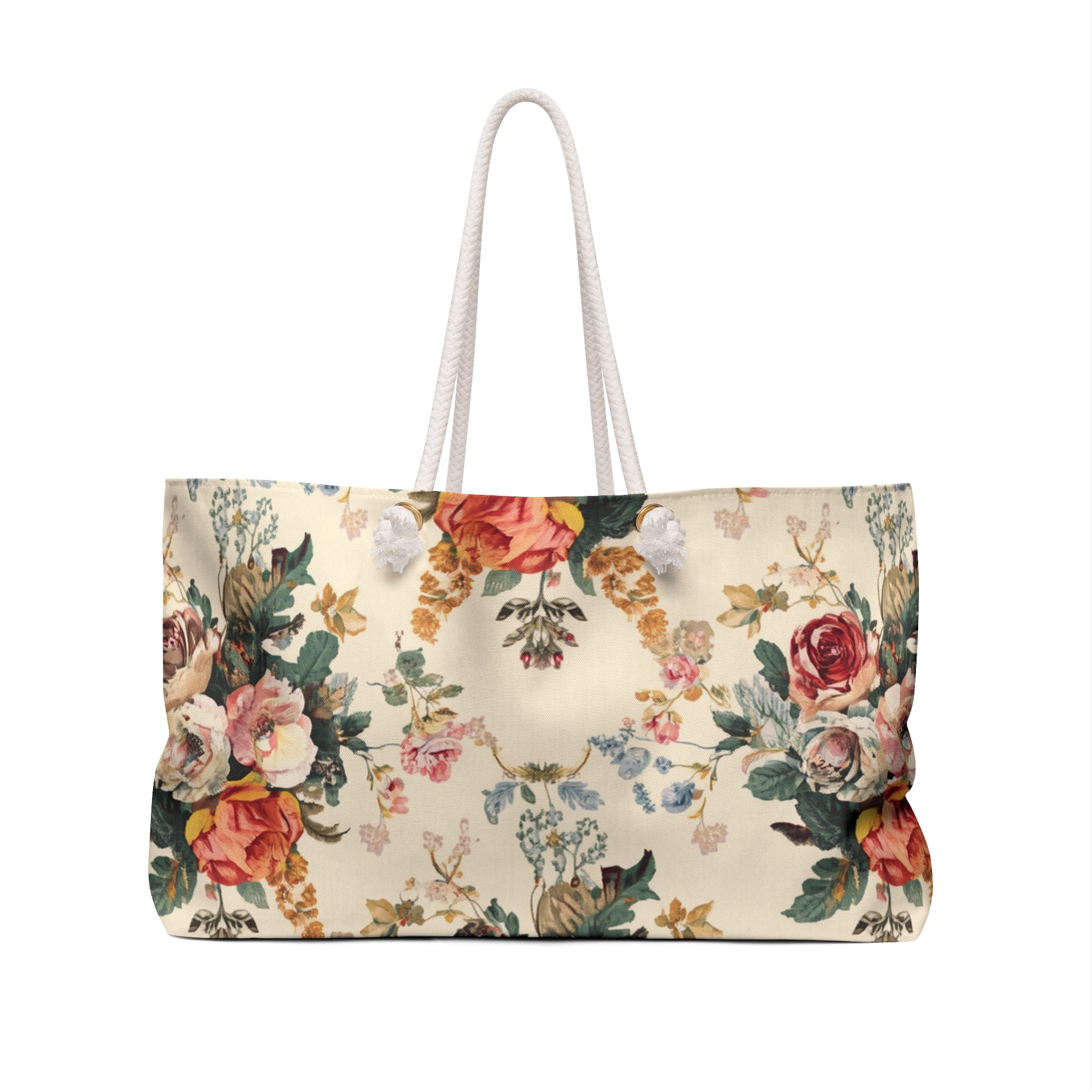 Vintage Floral Weekender Bag — Cream Rose Travel Tote
