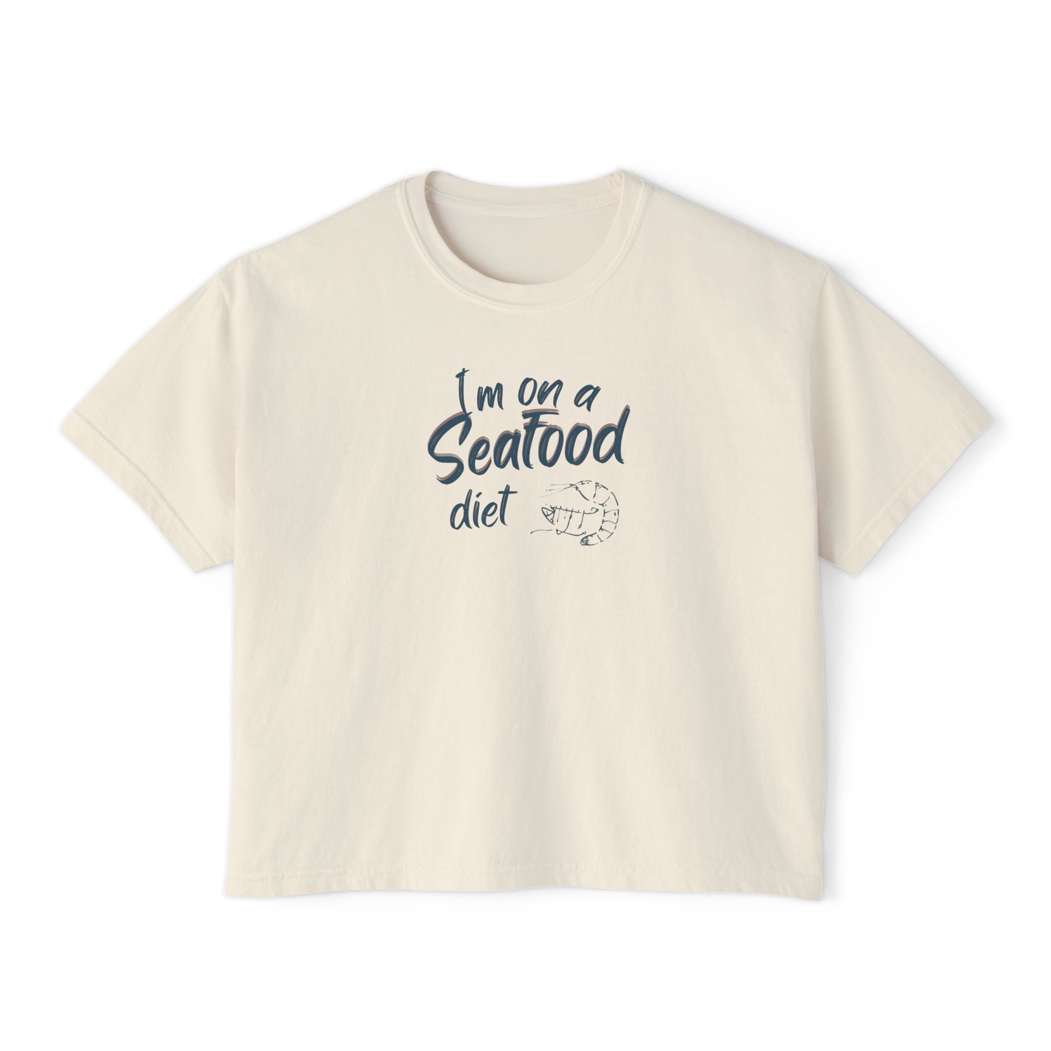 Women’s Boxy Tee - "I’m on a Seafood Diet" Funny Graphic T-Shirt