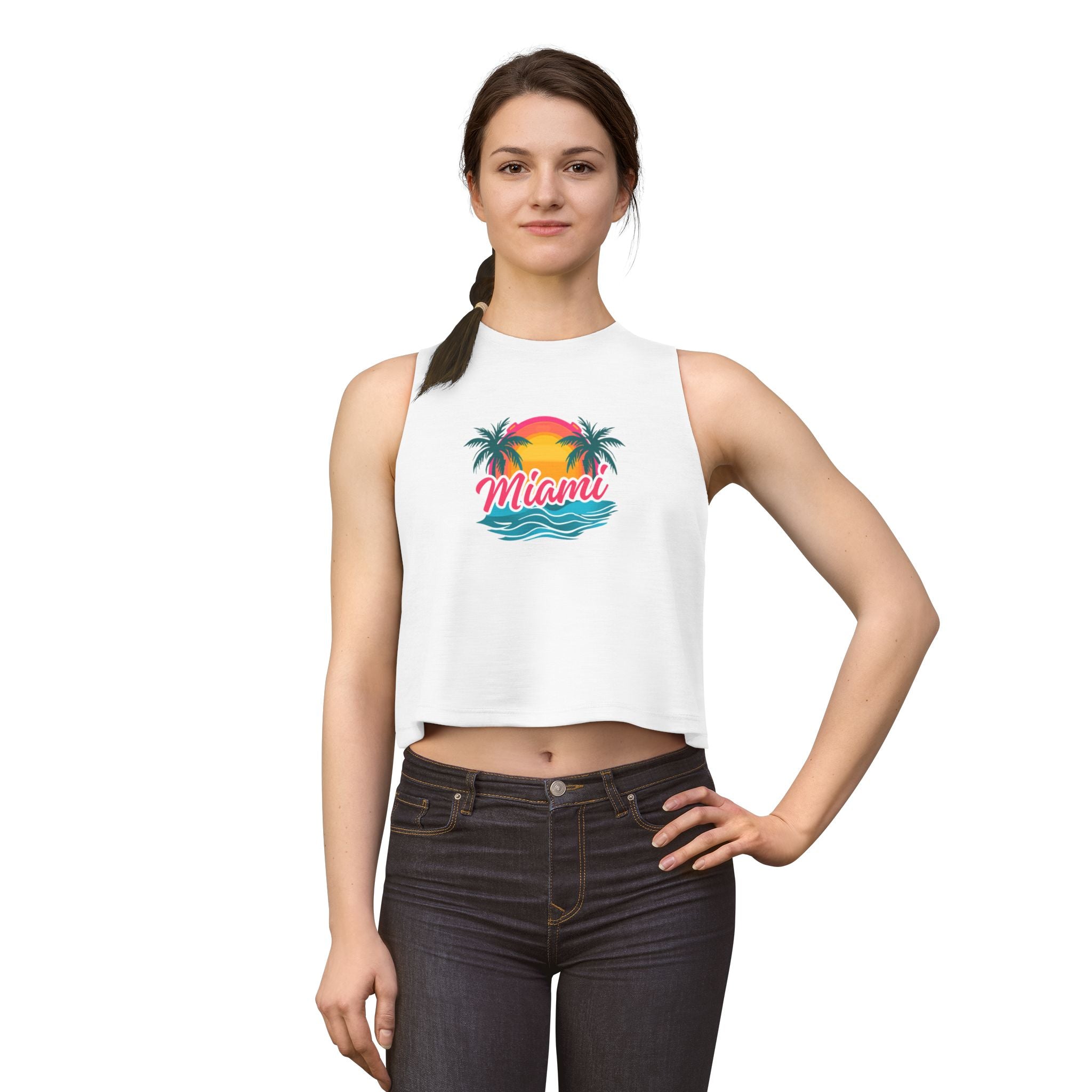 Miami Sunset Crop Top — Retro Palm Beach Tank
