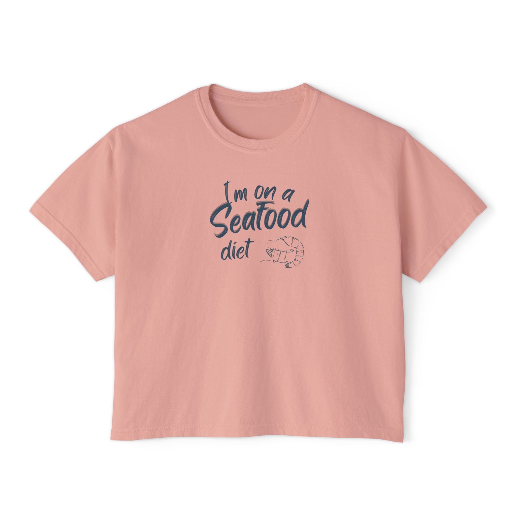 Women’s Boxy Tee - "I’m on a Seafood Diet" Funny Graphic T-Shirt