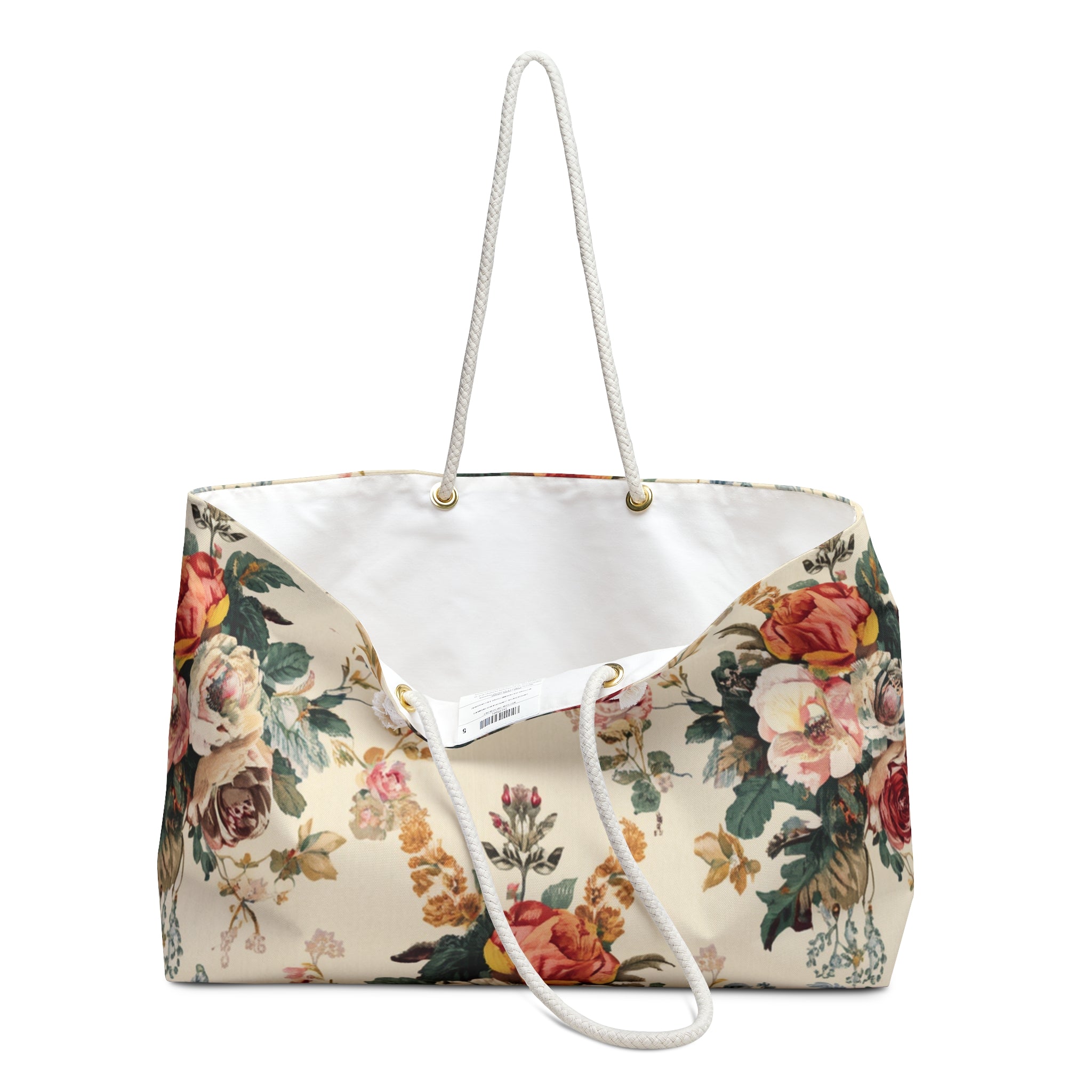 Vintage Floral Weekender Bag — Cream Rose Travel Tote
