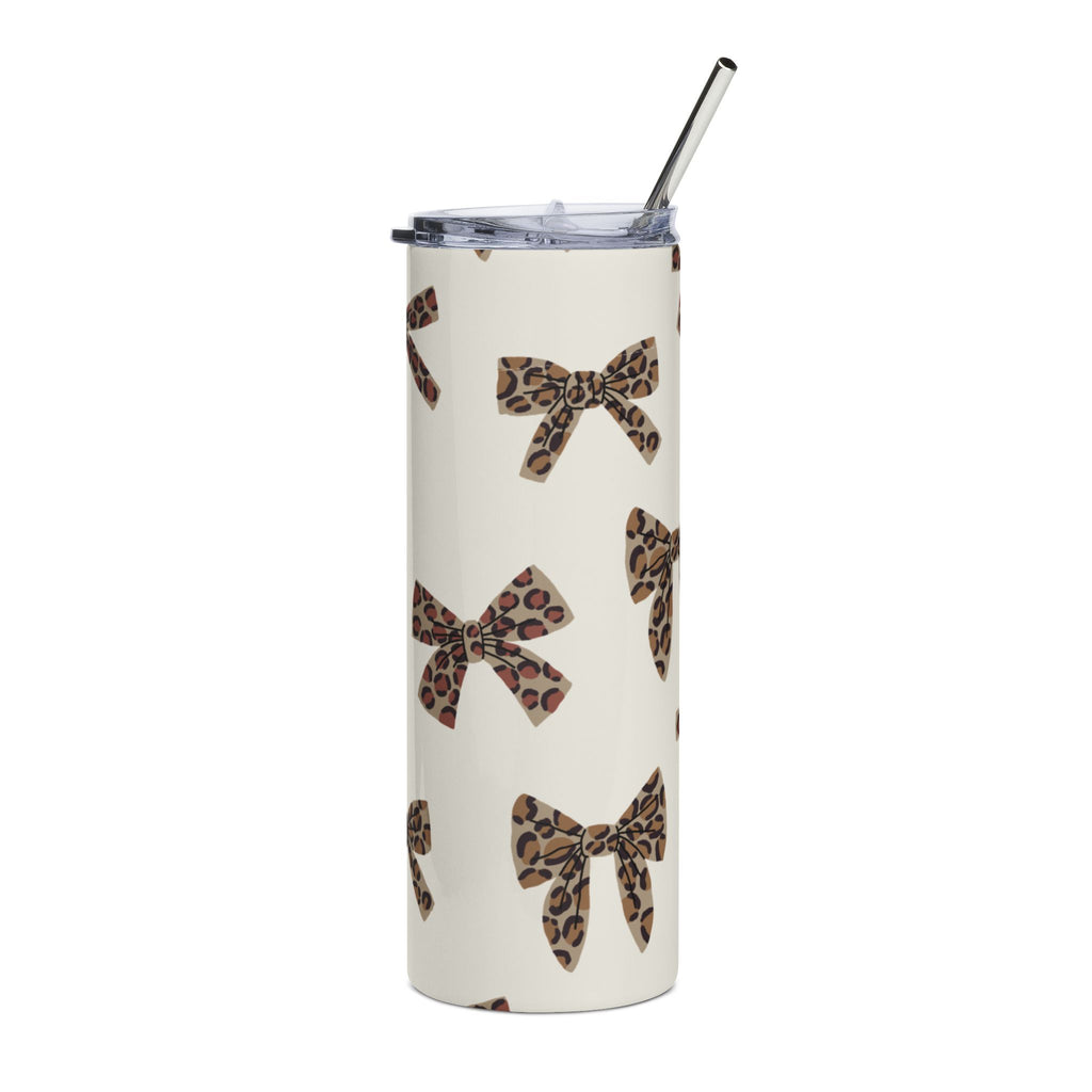 Leopard Bow 20oz Stainless Tumbler – Cute Animal Print Travel Cup