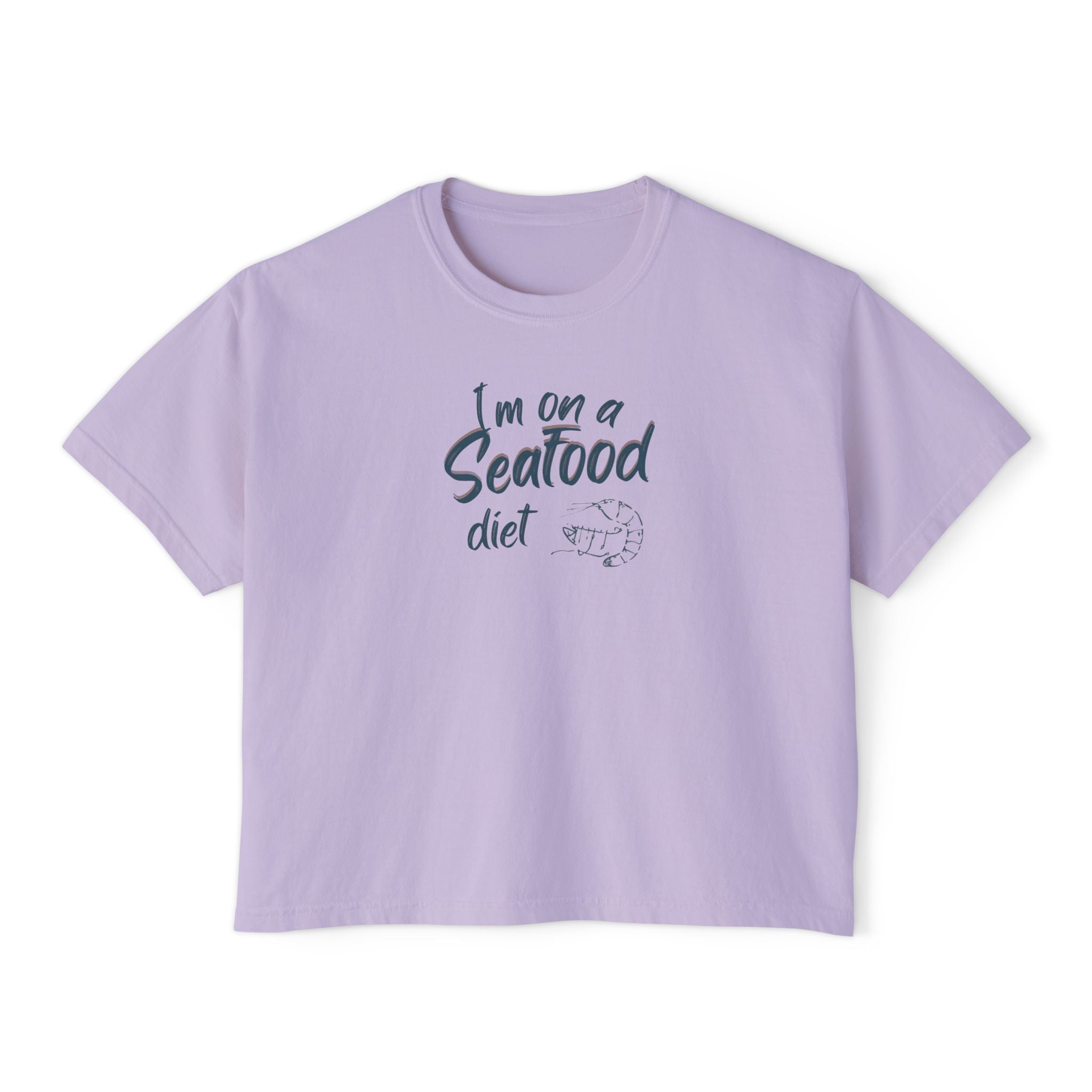 Women’s Boxy Tee - "I’m on a Seafood Diet" Funny Graphic T-Shirt