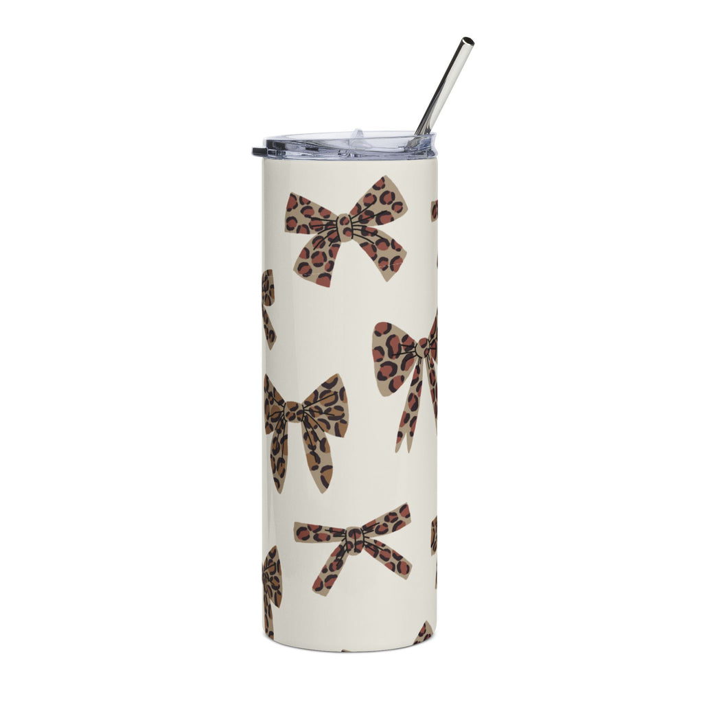 Leopard Bow 20oz Stainless Tumbler – Cute Animal Print Travel Cup