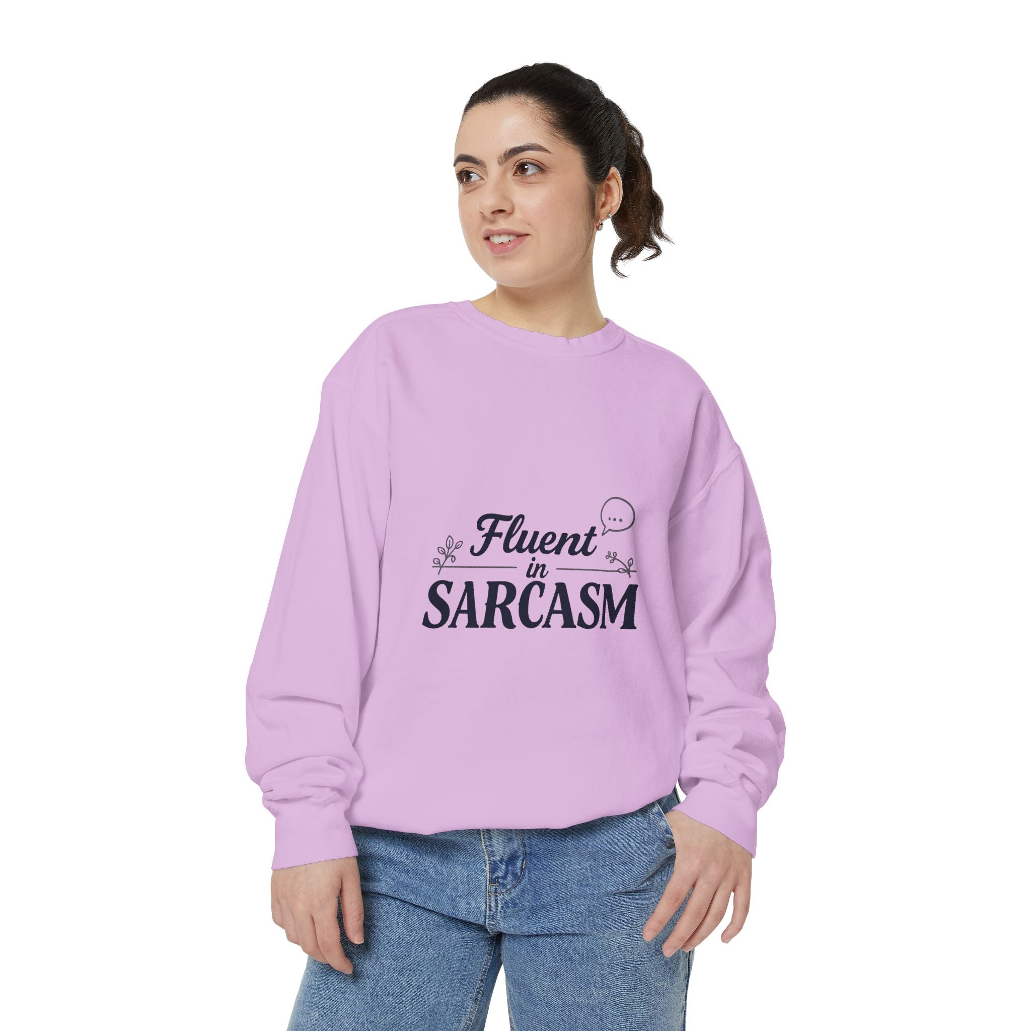 Sarcastic Crewneck Sweatshirt – “Fluent in Sarcasm” Graphic Pullover