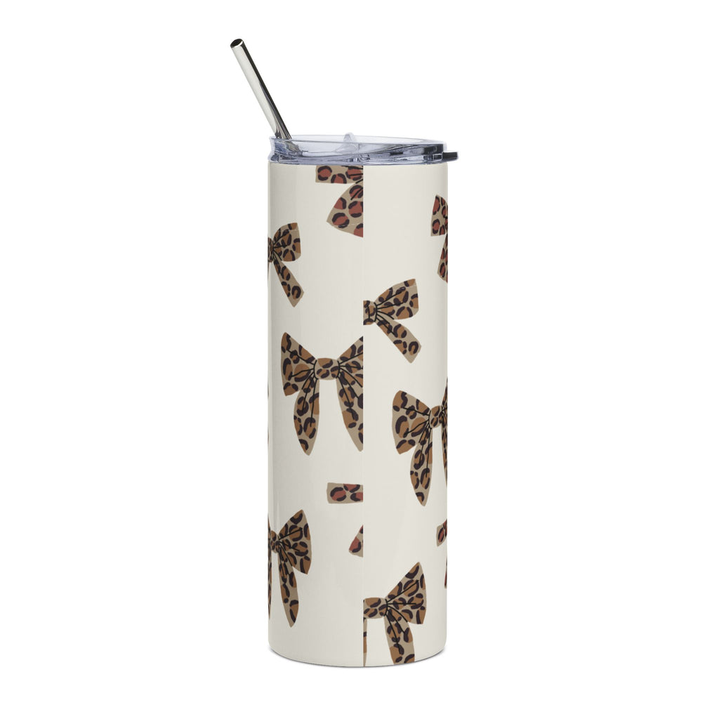 Leopard Bow 20oz Stainless Tumbler – Cute Animal Print Travel Cup
