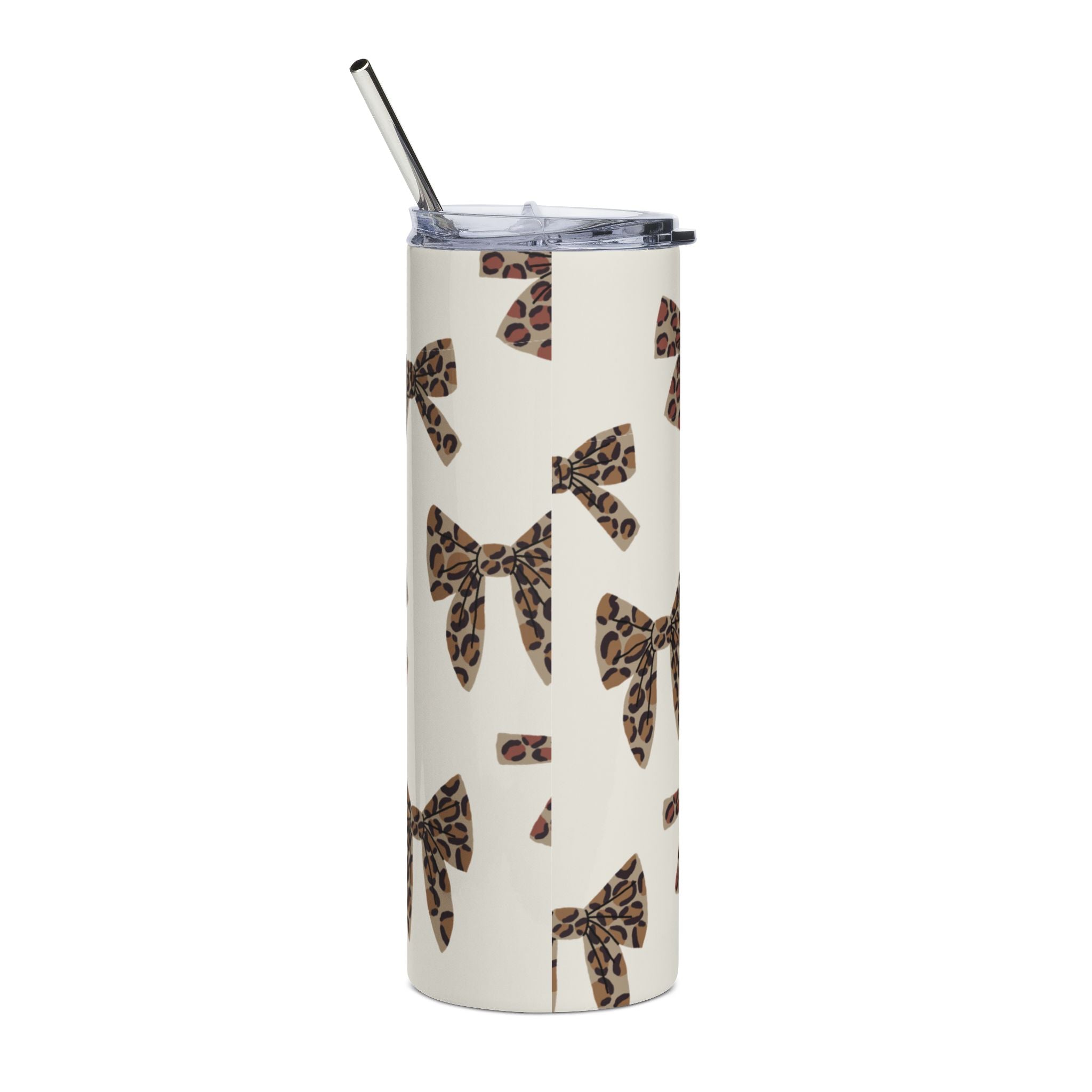 Leopard Bow 20oz Stainless Tumbler – Cute Animal Print Travel Cup