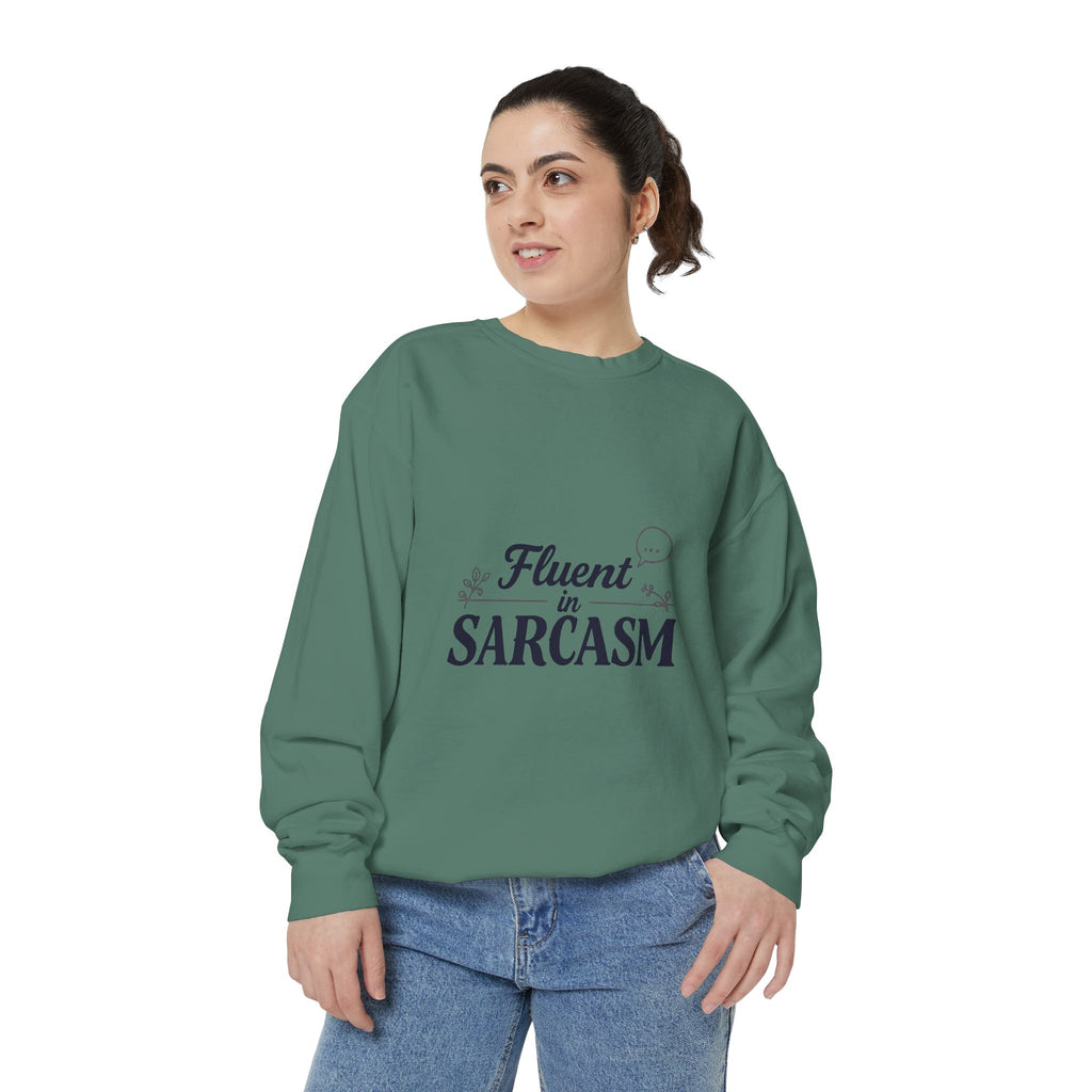 Sarcastic Crewneck Sweatshirt – “Fluent in Sarcasm” Graphic Pullover