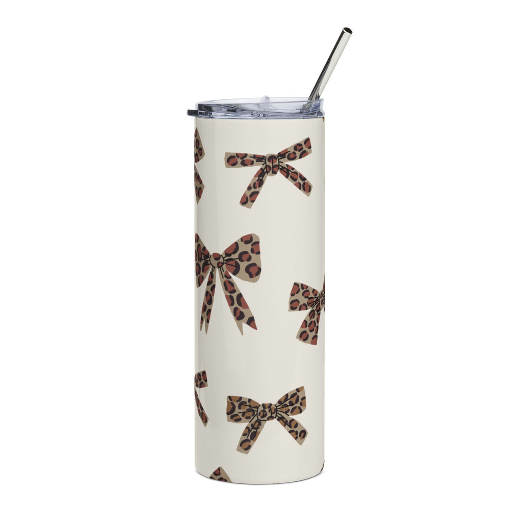 Leopard Bow 20oz Stainless Tumbler – Cute Animal Print Travel Cup