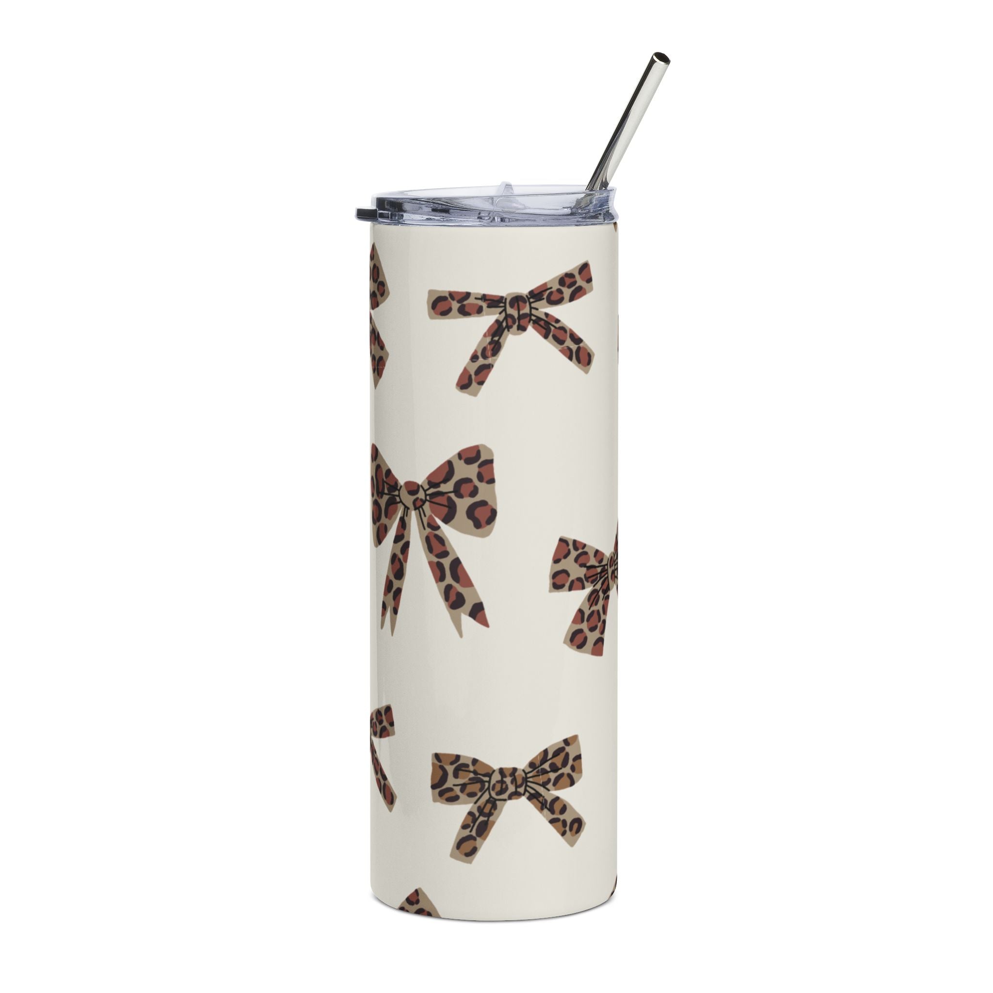 Leopard Bow 20oz Stainless Tumbler – Cute Animal Print Travel Cup
