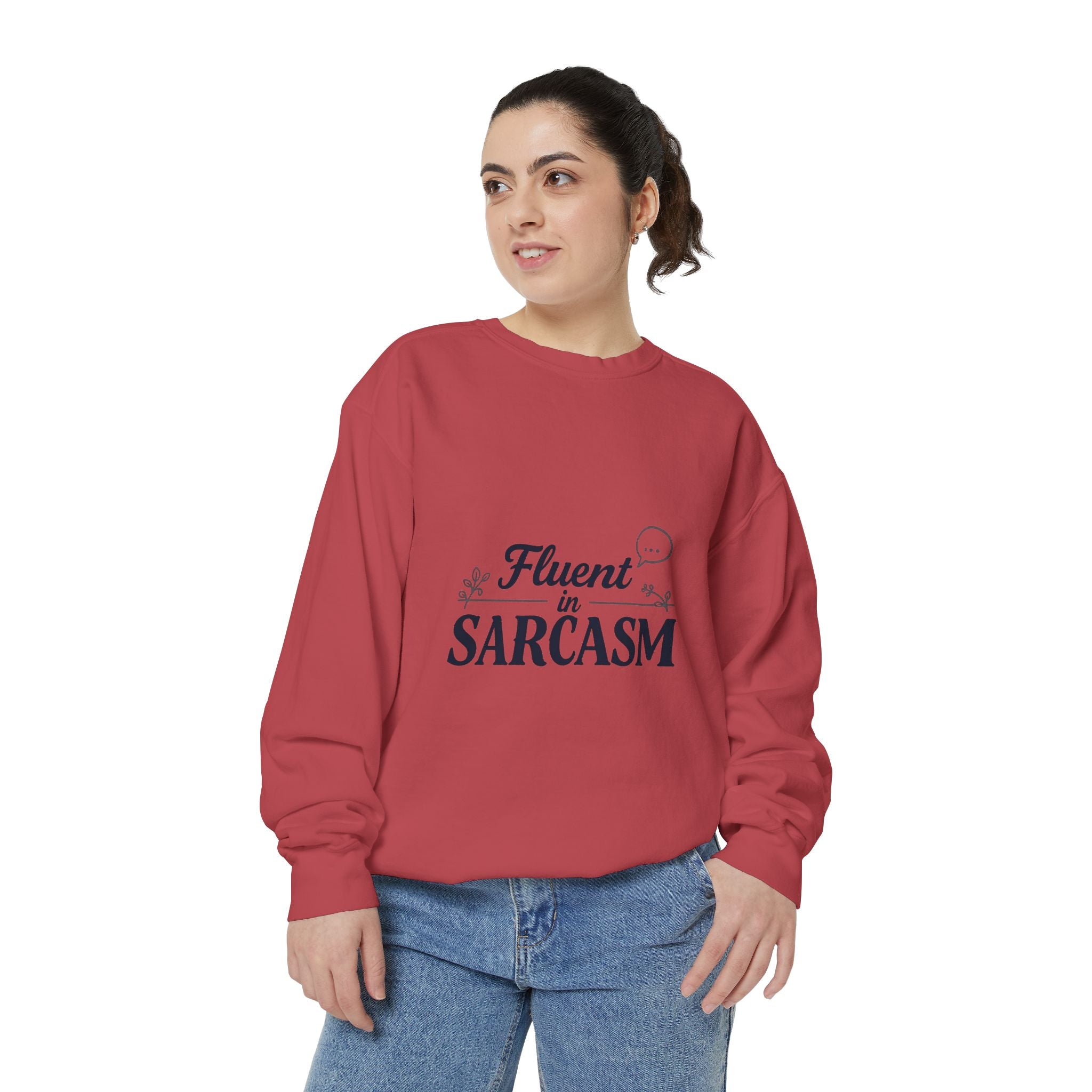 Sarcastic Crewneck Sweatshirt – “Fluent in Sarcasm” Graphic Pullover