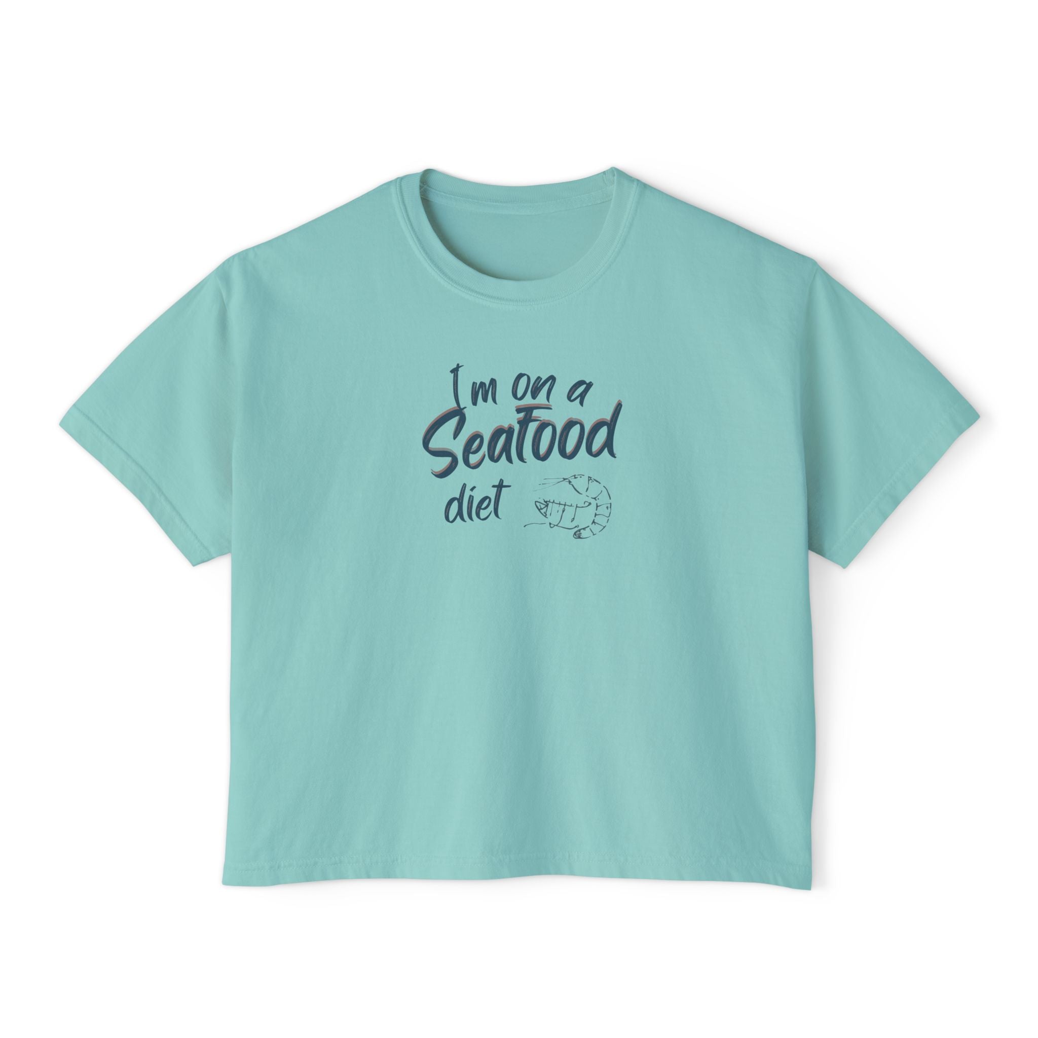 Women’s Boxy Tee - "I’m on a Seafood Diet" Funny Graphic T-Shirt